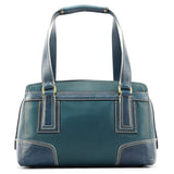 11607 Blue Leather Turnlock Tote Bag
