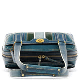 11607 Blue Leather Turnlock Tote Bag