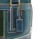 11607 Blue Leather Turnlock Tote Bag