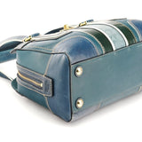 11607 Blue Leather Turnlock Tote Bag