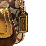 1495 Borsa a spalla Soho in tela Signature beige e bronzo