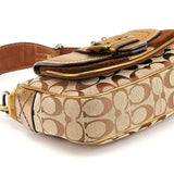 1495 Borsa a spalla Soho in tela Signature beige e bronzo