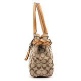 F15665 Hamptons shopper van beige Signature canvas en cognac leer