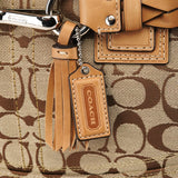 F15665 Hamptons shopper van beige Signature canvas en cognac leer