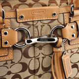 F15665 Hamptons shopper van beige Signature canvas en cognac leer