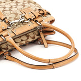 F15665 Hamptons shopper van beige Signature canvas en cognac leer