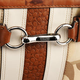 F13337 Hamptons shopper van beige Signature canvas en cognac leer