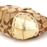 12227 Borsa a spalla Signature Ergo in tela beige e oro