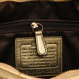 12227 Borsa a spalla Signature Ergo in tela beige e oro