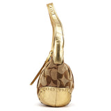 12227 Borsa a spalla Signature Ergo in tela beige e oro