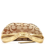 12227 Borsa a spalla Signature Ergo in tela beige e oro