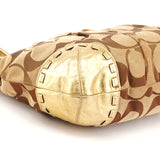 12227 Borsa a spalla Signature Ergo in tela beige e oro