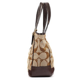 11603 Borsa a spalla Signature Ergo in tela beige e marrone