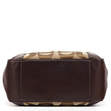 11603 Borsa a spalla Signature Ergo in tela beige e marrone