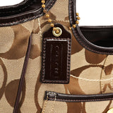 11603 Borsa a spalla Signature Ergo in tela beige e marrone