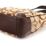 11603 Borsa a spalla Signature Ergo in tela beige e marrone