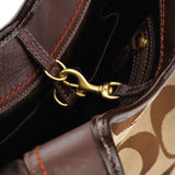11603 Borsa a spalla Signature Ergo in tela beige e marrone