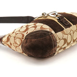 8K10 Sac porté épaule Signature Clip en toile beige et marron