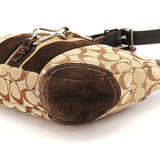 8K10 Sac porté épaule Signature Clip en toile beige et marron