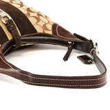 8K10 Sac porté épaule Signature Clip en toile beige et marron