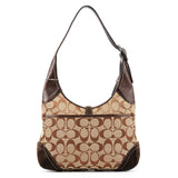 8K10 Sac porté épaule Signature Clip en toile beige et marron