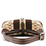 8K10 Sac porté épaule Signature Clip en toile beige et marron