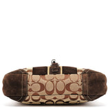 8K10 Sac porté épaule Signature Clip en toile beige et marron