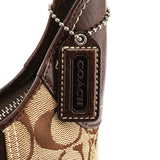 8K10 Sac porté épaule Signature Clip en toile beige et marron
