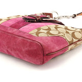 7053 Borsa hobo Soho in camoscio rosa e beige