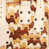 Beige White Woven Leather Patchwork Roxanne Bag