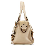 Beige White Woven Leather Patchwork Roxanne Bag