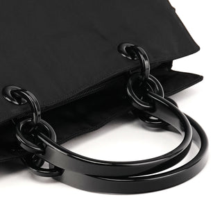 Black Nylon Plexiglass Handle Tote Bag