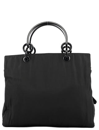 Black Nylon Plexiglass Handle Tote Bag