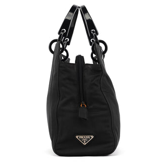 Black Nylon Plexiglass Handle Tote Bag