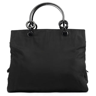 Black Nylon Plexiglass Handle Tote Bag