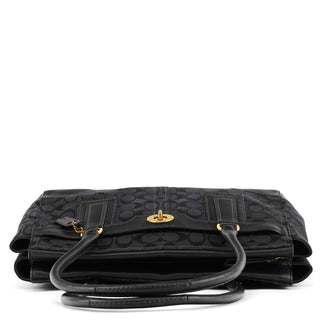 11063 Black Signature Canvas Turnlock Tote Bag