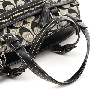 6928 Grey Black Signature Tote Bag