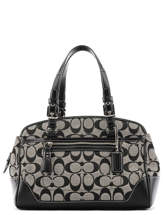 6928 Grey Black Signature Tote Bag