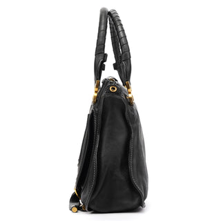 Black Leather Marcie 2-Way Bag