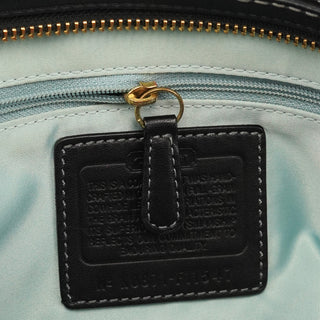 F11547 Black Leather Turnlock Tote Bag