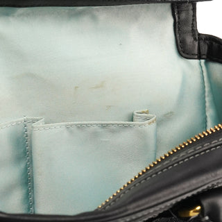 F11547 Black Leather Turnlock Tote Bag