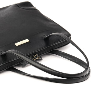 002 1122 Black Leather Tote Bag