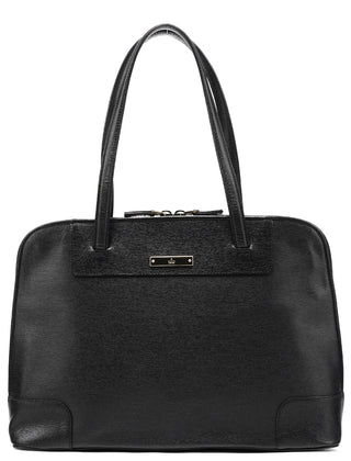 002 1122 Black Leather Tote Bag