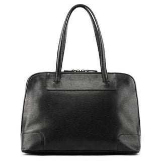 002 1122 Black Leather Tote Bag