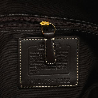 11062 Brown Signature Canvas Turnlock Tote Bag