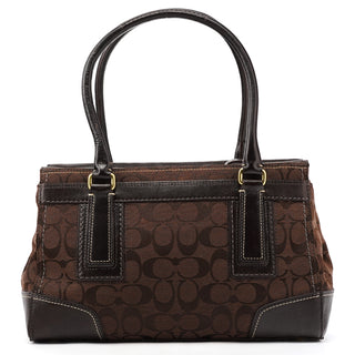 11062 Brown Signature Canvas Turnlock Tote Bag