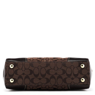 11062 Brown Signature Canvas Turnlock Tote Bag