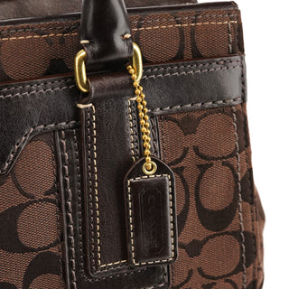 11062 Brown Signature Canvas Turnlock Tote Bag