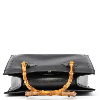 Anthracite Leather Diana Bamboo Tote Bag