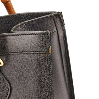 Anthracite Leather Diana Bamboo Tote Bag
